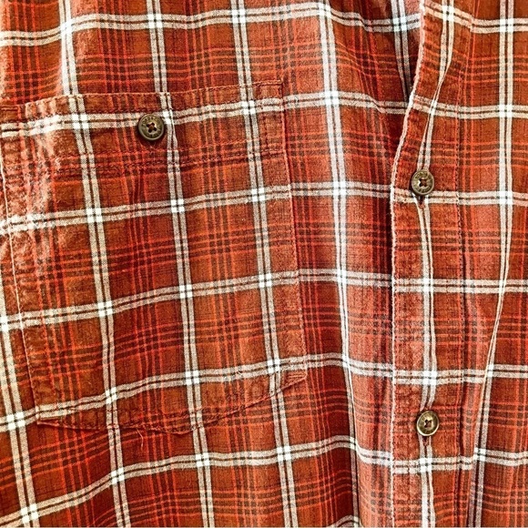 TOAD&CO Organic Cotton Wash & Wear red plaid button down shirt western men’s XL - Picture 4 of 12